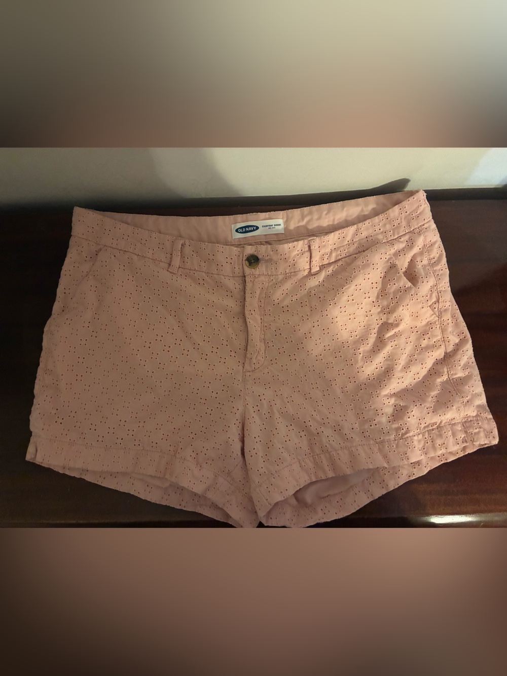 Old Navy Blush Pink Eyelet High-Rise Shorts